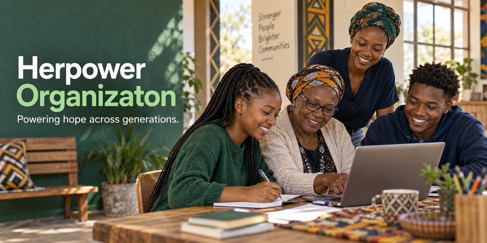 Young people and an older adult learning together around a table